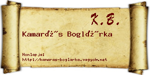 Kamarás Boglárka névjegykártya